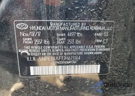 2017 Hyundai Sonata Sport из США, поврежденный, VIN 5NPE34AF7JH671144